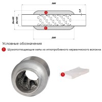Пламегаситель стронгер «FOR» круглый, жаброобразный диффузор, длина 300 мм, труба Ø55 мм (алюминизированная сталь)