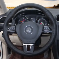 Оплетка на руль из «Premium» экокожи Volkswagen Passat 2010-2014 г.в. (для руля с подрулевыми лепестками, черная)